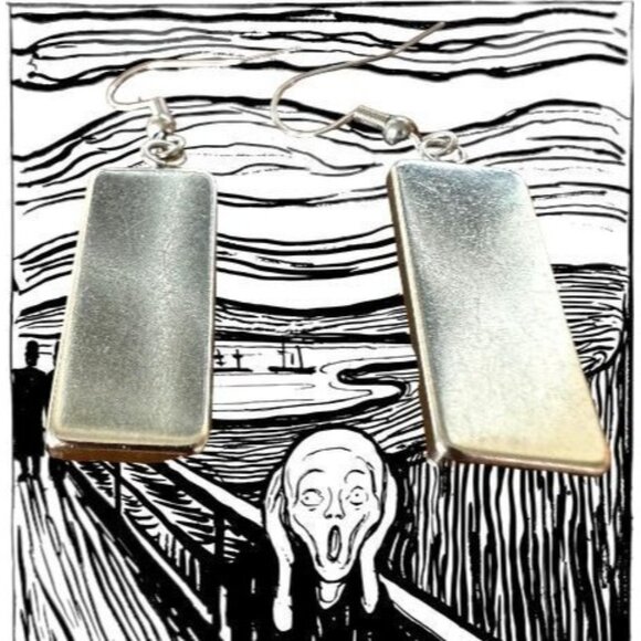 New The Scream Earrings Dangle Art to Wear Abstract Edward Munch Artist Handmade - Picture 9 of 12